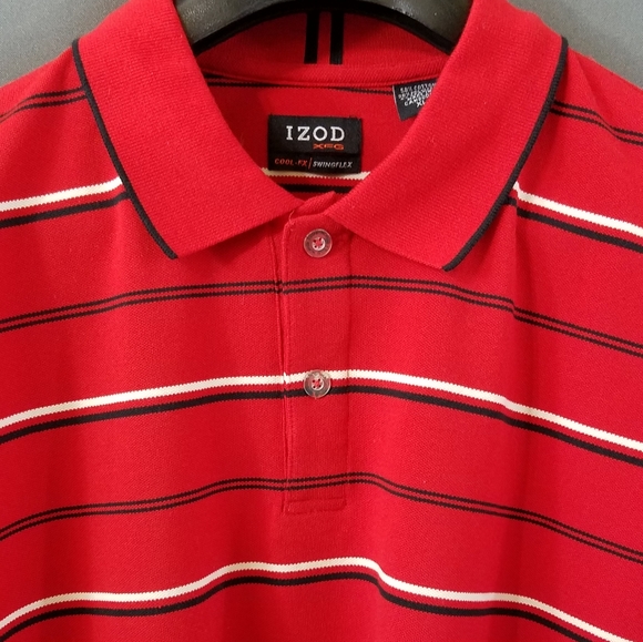 IZOD red stripe polo mens cool-fx swing flex XL - Picture 4 of 9